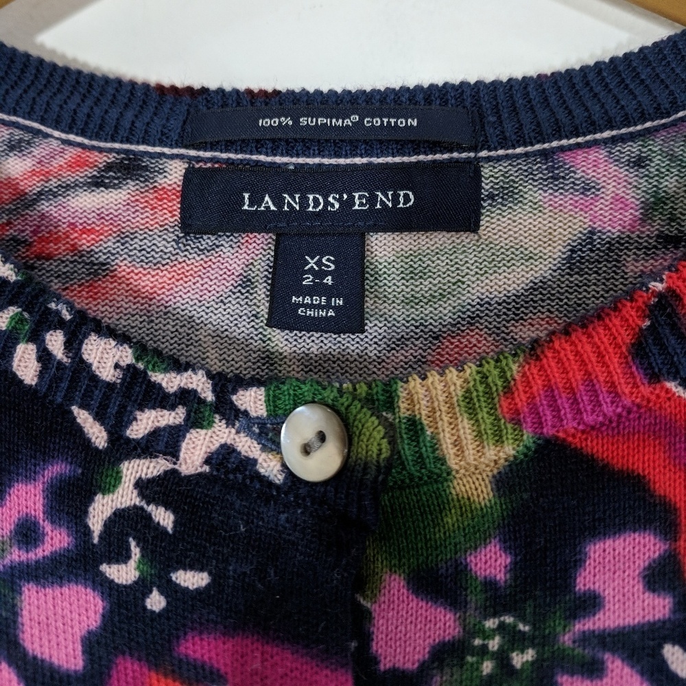 Land's End Supima Cotton Floral Cardigan - Picture 3 of 7